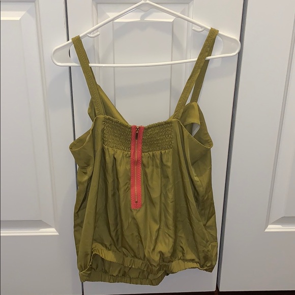 Rachel Roy green dressy tank with pink/gold zipper - Picture 2 of 4